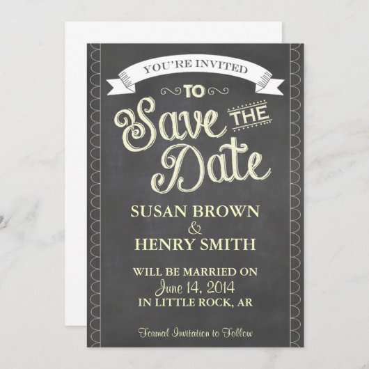 Chalkboard Style Save the Date (Vorne/Hinten)