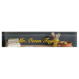 Chalkboard-Style Teacher Desk Nameplate Namensplakette
