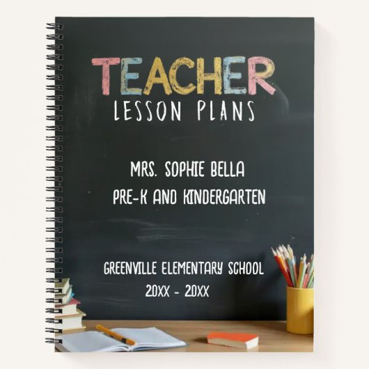 Chalkboard-Style Teacher Lesson Planner Notizblock (Vorderseite)