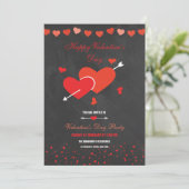 Chalkboard Style Valentines Party Flyer Einladung (Stehend Vorderseite)