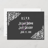 Chalkboard Style Wedding RSVP Einladungspostkarte (Vorne/Hinten)