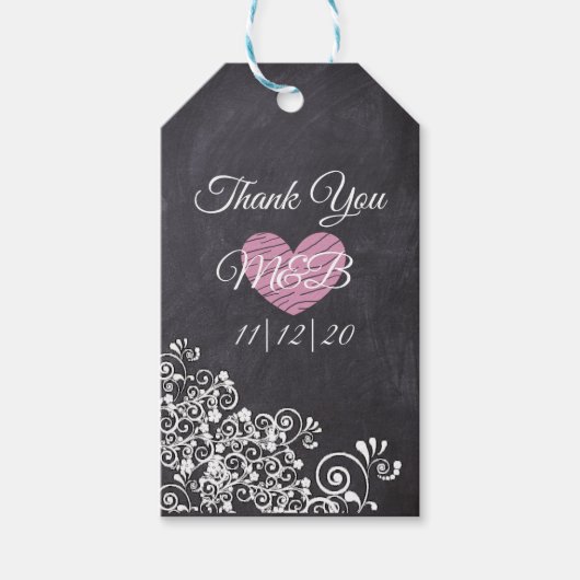 Chalkboard Style Wedding Vielen Dank Tag Geschenkanhänger (Vorderseite)