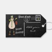 Chalkboard Styled Snowman Postcard | Weihnachten Geschenkanhänger (Vorderseite (Horizontal))