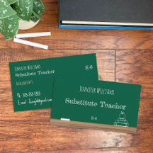 Chalkboard Substitute Teacher Business Cards