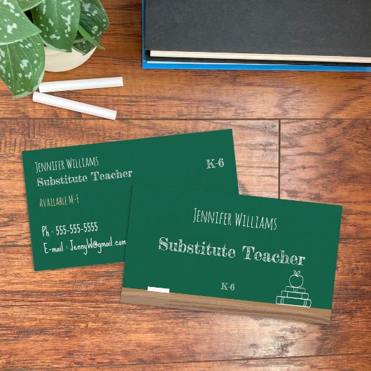 Chalkboard Substitute Teacher Business Cards Visitenkarte