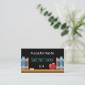 Chalkboard Substitute Teacher Business Cards Visitenkarte (Stehend Vorderseite)
