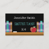 Chalkboard Substitute Teacher Business Cards Visitenkarte (Vorderseite)