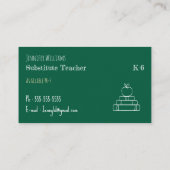 Chalkboard Substitute Teacher Business Cards Visitenkarte (Rückseite)