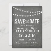 Chalkboard Summer String Light Save the Date (Vorderseite)