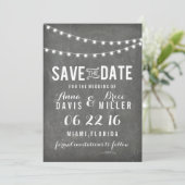 Chalkboard Summer String Light Save the Date (Stehend Vorderseite)