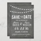 Chalkboard Summer String Light Save the Date (Vorne/Hinten)