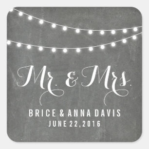 Chalkboard Summer String Light Wedding Stickers
