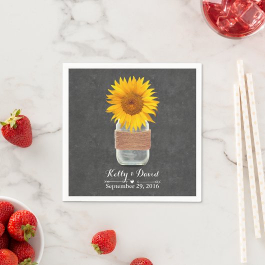 Chalkboard Sunflower & Mason Jar Rustikale Hochzei Serviette (Beispiel)