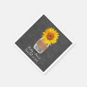 Chalkboard Sunflower & Mason Jar Rustikale Hochzei Serviette (Ecke)