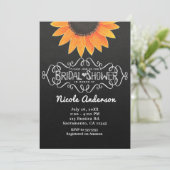 Chalkboard Sunflower Rustic Country Brautparty Einladung (Stehend Vorderseite)