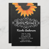 Chalkboard Sunflower Rustic Country Brautparty Einladung (Vorne/Hinten)