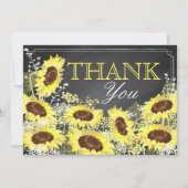 Chalkboard Sunflower Rustic Modern Vielen Dank Dankeskarte (Vorderseite)