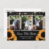 Chalkboard Sunflower Save the Date Foto Postkarten (Vorne/Hinten)