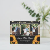 Chalkboard Sunflower Save the Date Foto Postkarten (Stehend Vorderseite)