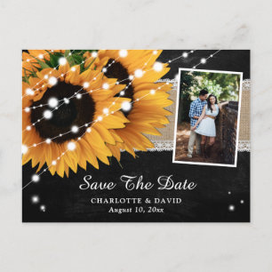 Chalkboard Sunflower Save the Date Foto Postkarten