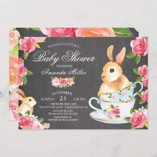 Chalkboard Sweet Bunny Baby Dusche Tee Party Einladung