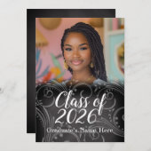 Chalkboard Swirl Class of 2021 Foto Abschluss Einladung (Vorne/Hinten)