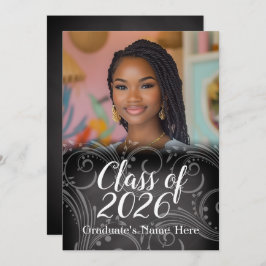 Chalkboard Swirl Class of 2021 Foto Abschluss Einladung