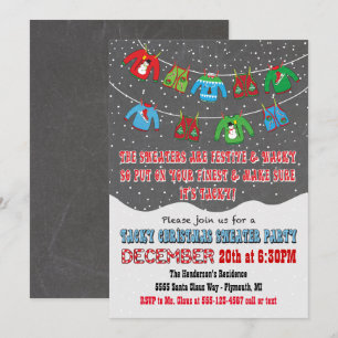 Chalkboard Tacky Christmas Sweater Einladungen