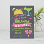 Chalkboard Taco Fiesta Einladung zum Geburtstag (Stehend Vorderseite)