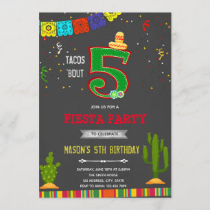 Chalkboard tacos 5 Einladung zum Geburtstag