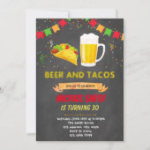 Chalkboard tacos-Bier Einladung zum Geburtstag (Vorderseite)