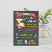 Chalkboard Tacos und Tequila Couples Kinderdusche Einladung (Stehend Vorderseite)