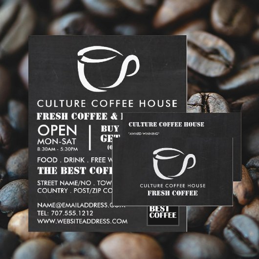 Chalkboard Tasse Icon, Barista, Café, Coffeehouse Flyer