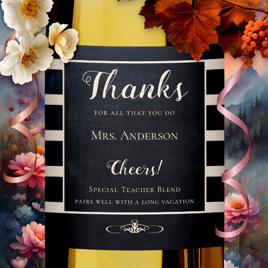Chalkboard Teacher Thank You Wine Label Weinetikett