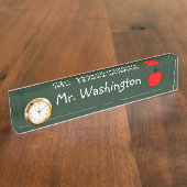 Chalkboard Teacher's Clock Desk Namplate Geschenk Namensplakette (Seite)