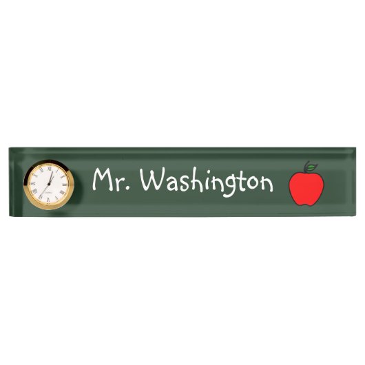 Chalkboard Teacher's Clock Desk Namplate Geschenk Namensplakette (Vorderseite)