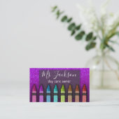 Chalkboard Teacher's Name Rainbow Glitzer Crayons Visitenkarte (Stehend Vorderseite)