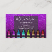 Chalkboard Teacher's Name Rainbow Glitzer Crayons Visitenkarte (Rückseite)