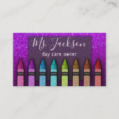 Chalkboard Teacher's Name Rainbow Glitzer Crayons Visitenkarte (Vorderseite)