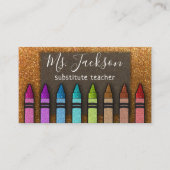 Chalkboard Teacher's Name Rainbow Glitzer Crayons Visitenkarte (Vorderseite)
