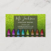 Chalkboard Teacher's Name Rainbow Glitzer Crayons Visitenkarte (Rückseite)