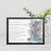 Chalkboard Teacups Brautparty Tee Party Einladung (Stehend Vorderseite)
