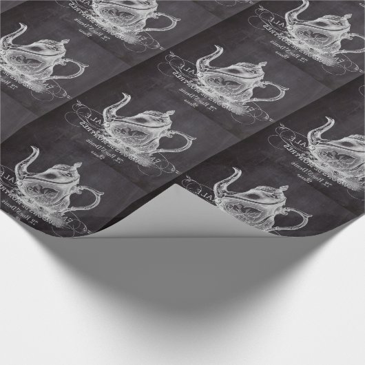 Chalkboard teapot Alice in Wonderland tea party Geschenkpapier (Ecke)