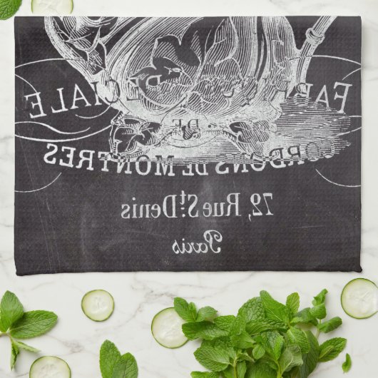 Chalkboard teapot Alice in Wonderland tea party Küchentuch (Gefaltet)