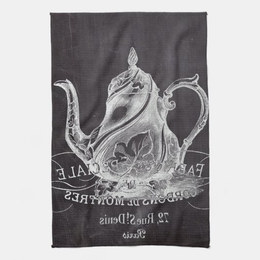 Chalkboard teapot Alice in Wonderland tea party Küchentuch (Vertikal)