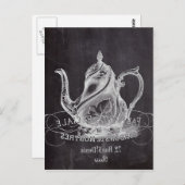 Chalkboard teapot Alice in Wonderland tea party Postkarte (Vorne/Hinten)