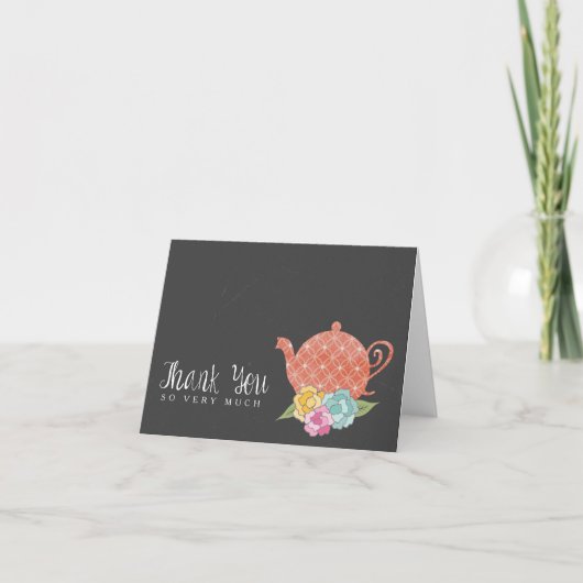 Chalkboard Teapot Vielen Dank Note Card Dankeskarte (Vorderseite)