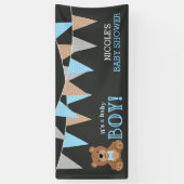 Chalkboard Teddy Bear Boy Babydusche Banner (Vertikal)