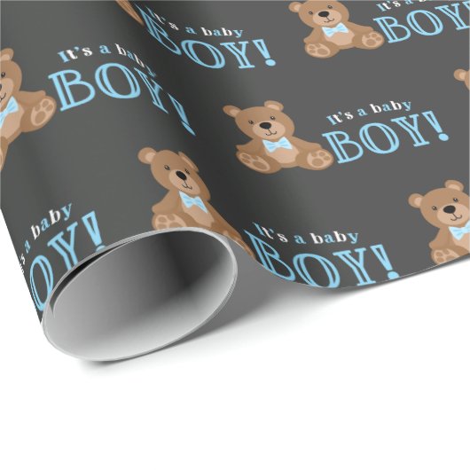 Chalkboard Teddy Bear Boy Babydusche Geschenkpapier (Rolleneckpunkt)