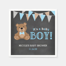 Chalkboard Teddy Bear Boy Babydusche Serviette